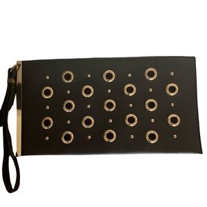 Black Clutch with Gold Accents